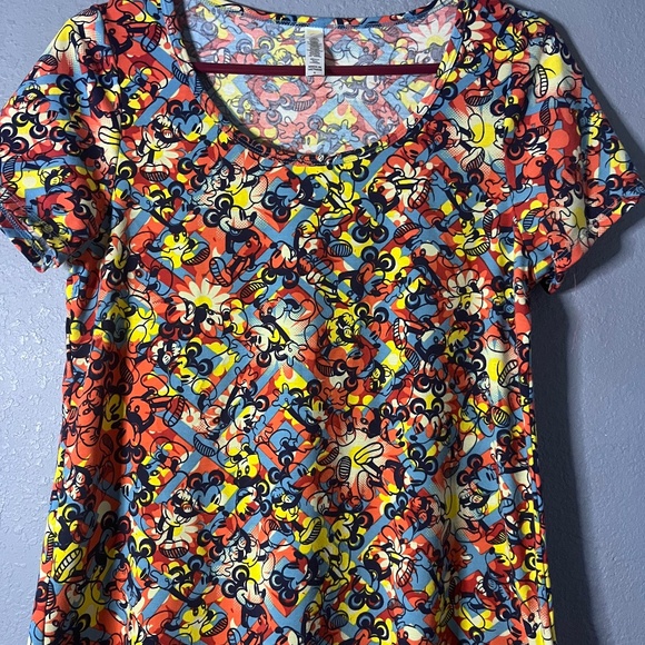 LulaRoe Disney Mickey Mouse Class Tee Womens Small Geometric Print Stretch - Picture 1 of 7